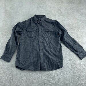 Chaps Mens Grey Button-Up Long Sleeve Shirt W/ Brown Elbow Patches Size L/G 4274